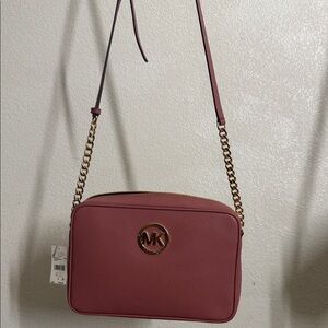 Michael Kors Rose Crossbody Bag with Gold Chain